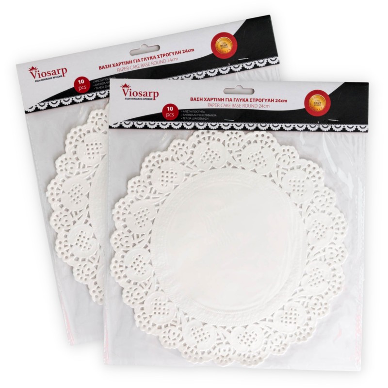 ΒΑΣΗ ΧΑΡΤΙΝΗ ΓΙΑ ΓΛΥΚΑ ΣΤΡΟΓΓΥΛΗ 24cm 10 ΤΕΜΑΧΙΩΝ VC2170