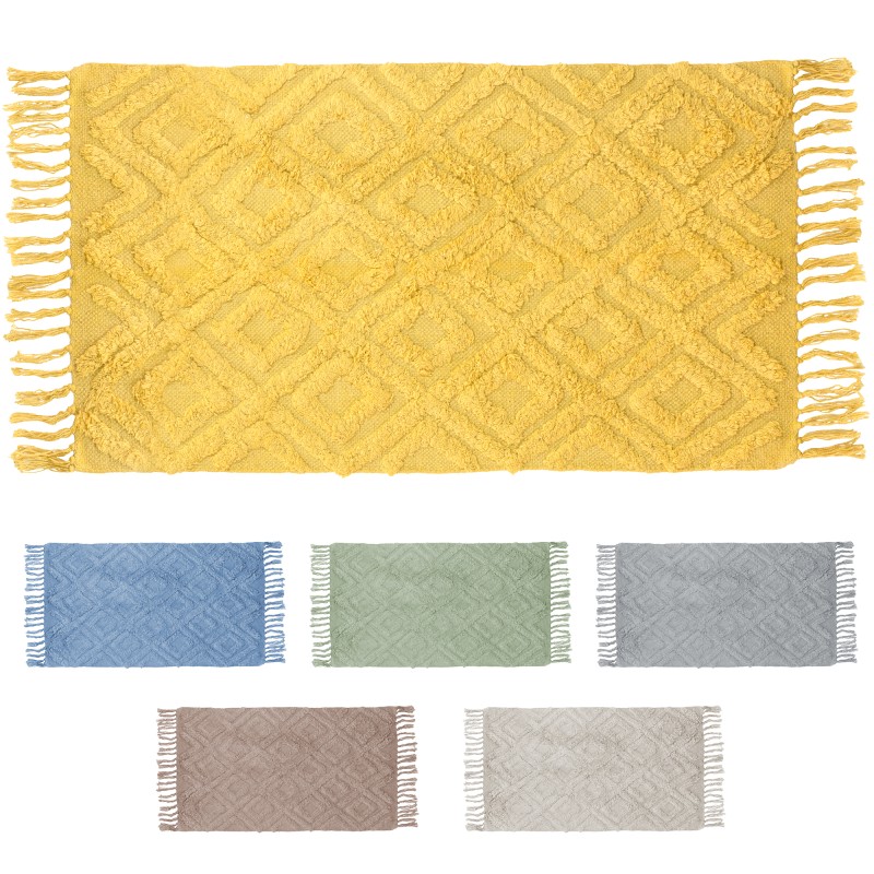 ΠΑΤΑΚΙ ΜΠΑΝΙΟΥ ΒΑΜΒΑΚΕΡΟ COTTON ΡΟΜΒΟΙ ΜΕ ΚΡΟΣΙΑ 40x60CM No40446