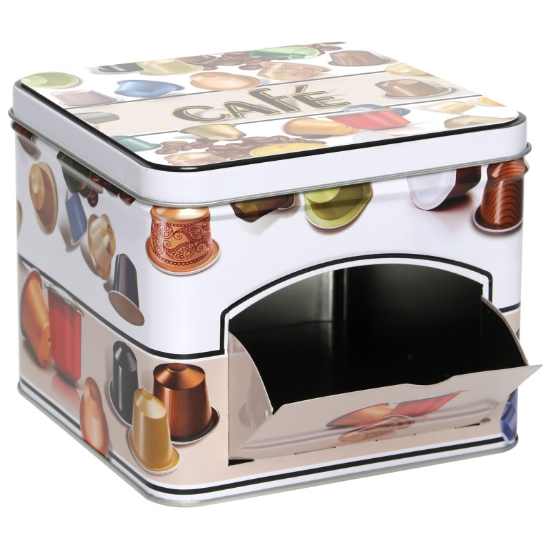 ΚΟΥΤΑΚΙ ΜΕΤΑΛΛΙΚΟ ΤΕΤΡΑΓΩΝΟ ΜΕ ΑΝΟΙΓΜΑ ΓΙΑ ΚΑΨΟΥΛΕΣ ΚΑΦΕ 15x15x12cm Νο41887