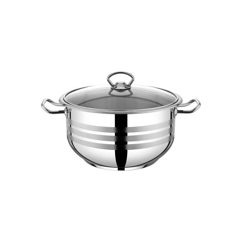 ΚΑΤΣΑΡΟΛΑ ΠΡΟΣΦΟΡΑ ΑΝΟΞΕΙΔΩΤΗ ΒΑΘΕΙΑ ΜΕ ΓΥΑΛΙΝΟ ΚΑΠΑΚΙ 20x12cm 3,5L VIOSARP