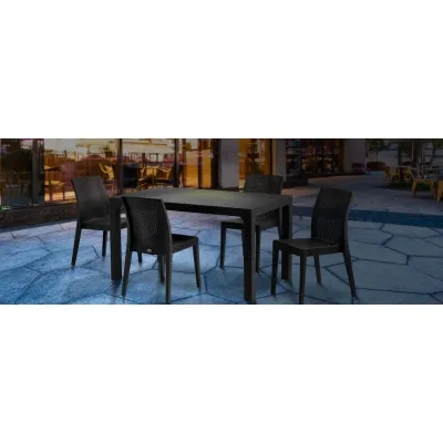 ΤΡΑΠΕΖΙ ΠΡΟΣΦΟΡΑ ΠΛΑΣΤΙΚΟ ΣΧΕΔΙΟ RATΤAN(ΚΑΦΕ-ΑΝΘΡΑΚΙ-ΜΑΥΡΟ) 90x150cm