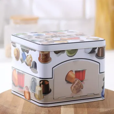 ΚΟΥΤΑΚΙ ΜΕΤΑΛΛΙΚΟ ΤΕΤΡΑΓΩΝΟ ΜΕ ΑΝΟΙΓΜΑ ΓΙΑ ΚΑΨΟΥΛΕΣ ΚΑΦΕ 15x15x12cm Νο41887