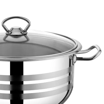 ΚΑΤΣΑΡΟΛΑ ΠΡΟΣΦΟΡΑ ΑΝΟΞΕΙΔΩΤΗ ΒΑΘΕΙΑ ΜΕ ΓΥΑΛΙΝΟ ΚΑΠΑΚΙ 20x12cm 3,5L VIOSARP