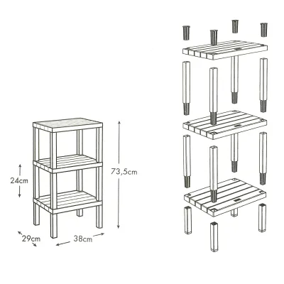 ΡΑΦΙΕΡΑ ΠΡΟΣΦΟΡΑ ΠΛΑΣΤΙΚΗ 3ΘΕΣΕΩΝ ΤΥΠΟΥ ΞΥΛΟ ΓΚΡΙ/ΜΑΥΡΟ/ΚΑΦΕ OMS-3102 38X29X74